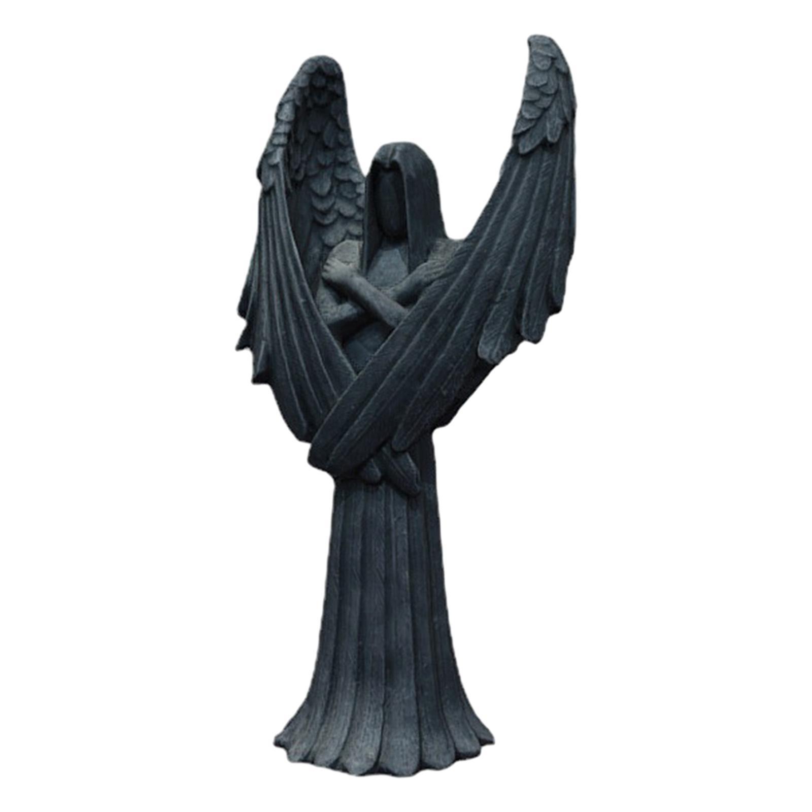 Angel Figurine Resin Angel Sculpture Dark Angel Statue for Home Office Decor