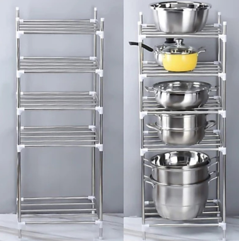 Kệ để xoong nồi 5 tầng inox ráp 42x35x112cm