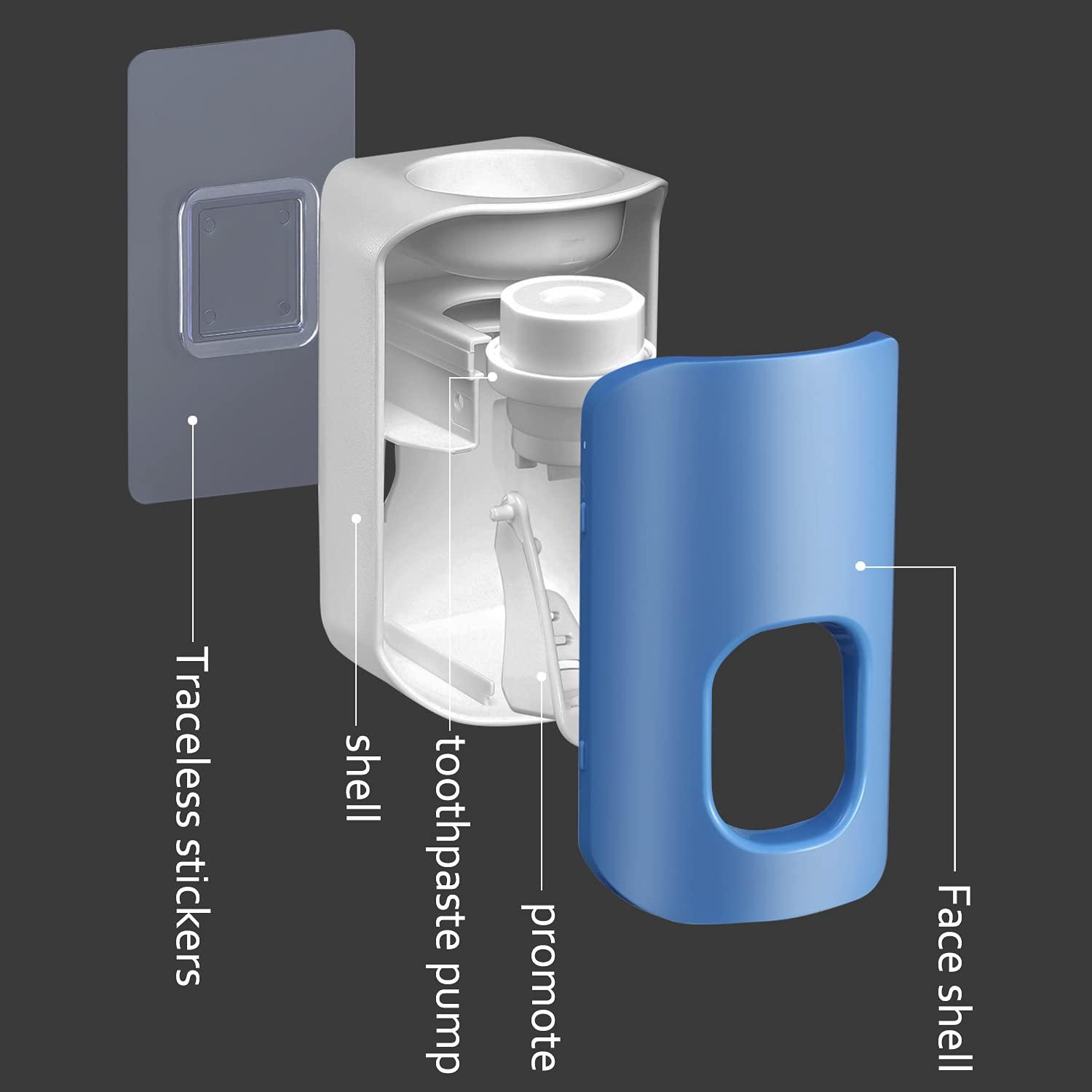 Nhà tài trợ đánh răng 2PCS, Kem đánh răng tự động, được làm bằng nhựa ABS chất lượng cao và silicone ăn được, phòng tắm