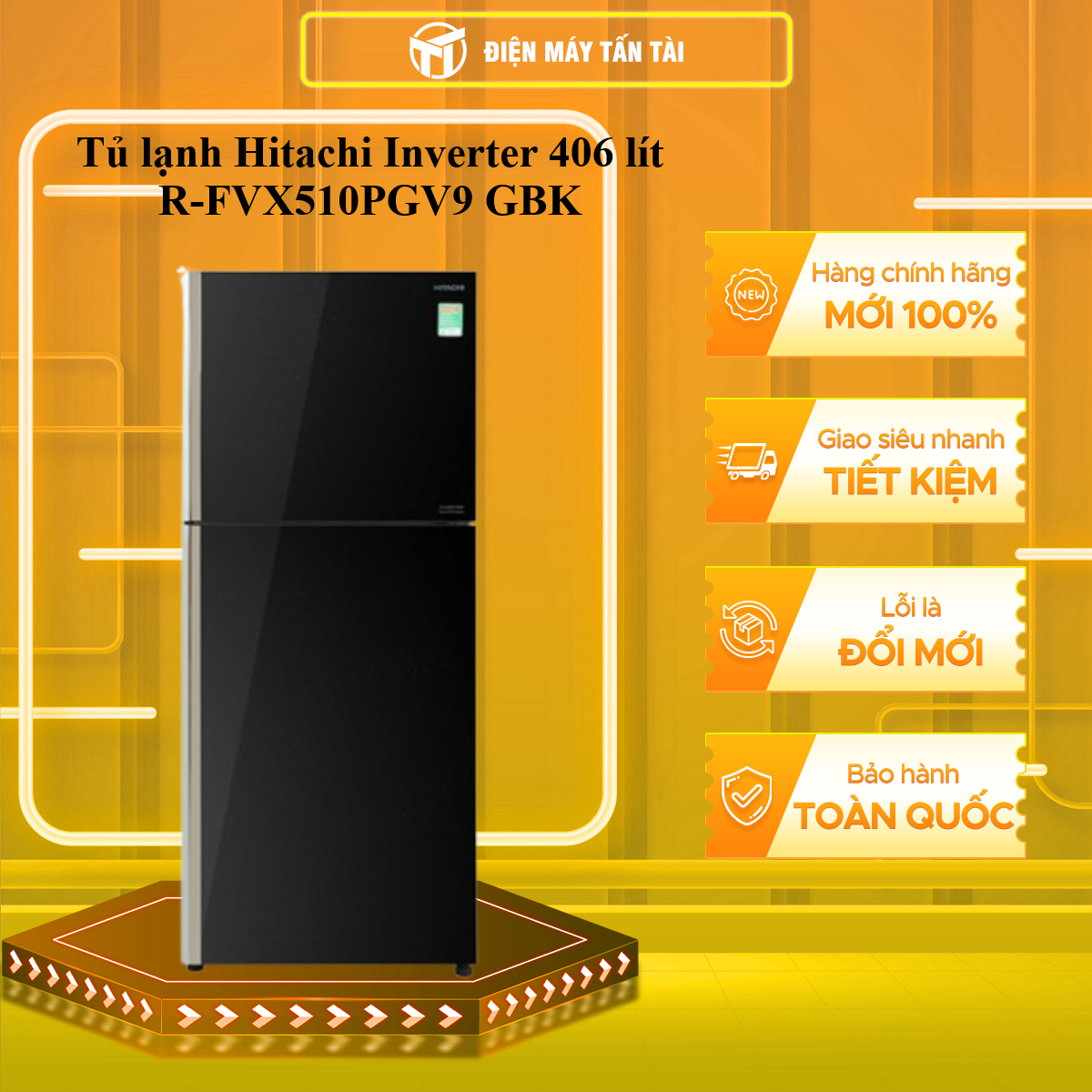 Tủ lạnh Hitachi 406 lít R-FVX510PGV9(GBK)