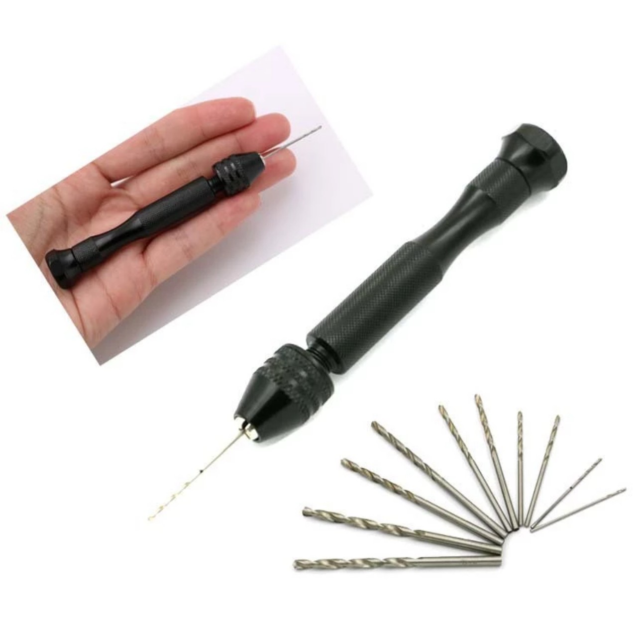 CÂY KHOAN CẦM TAY MINI kèm 10 mũi khoan
