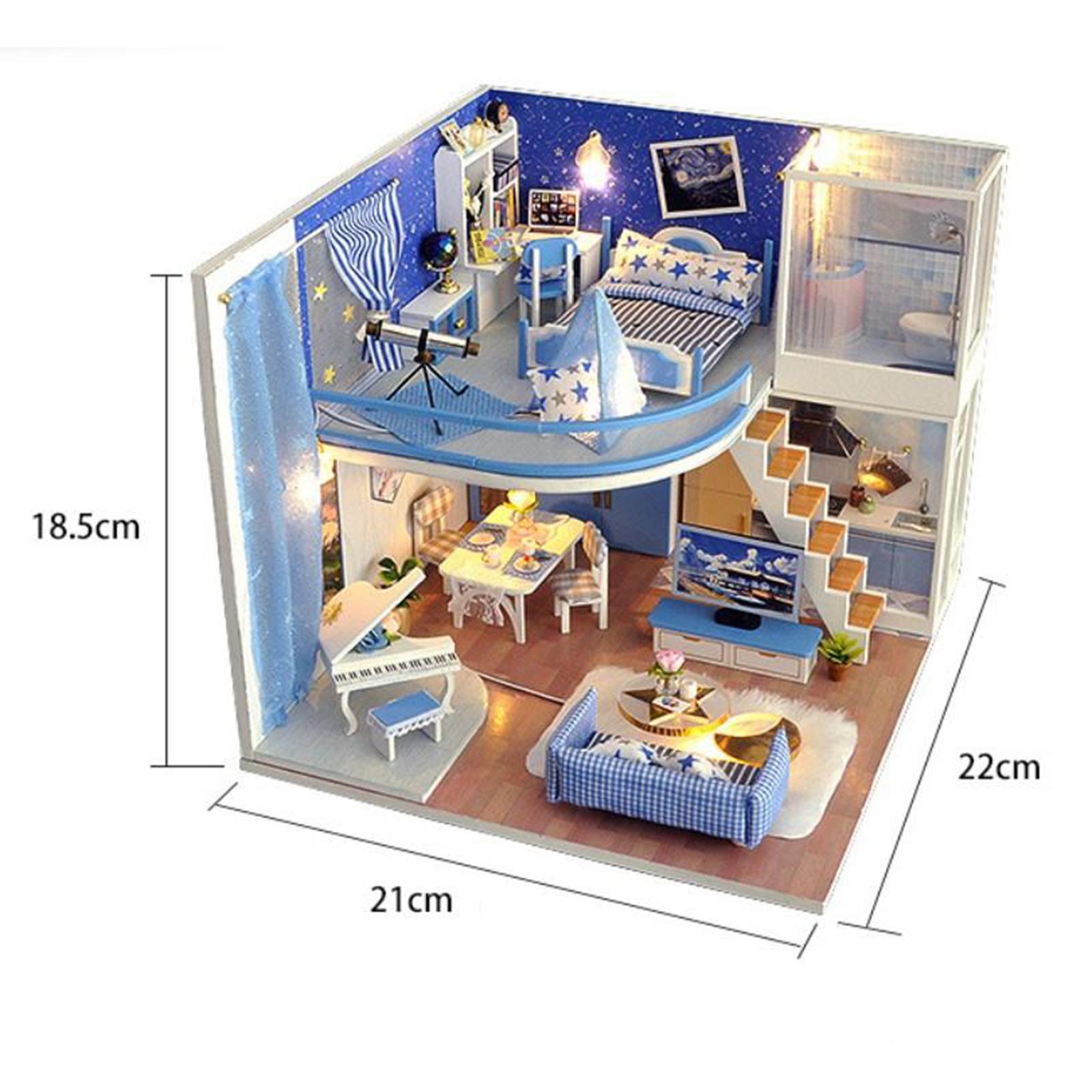 Self Assembled Dollhouse Furniture Building Cottage House Dustproof Cover