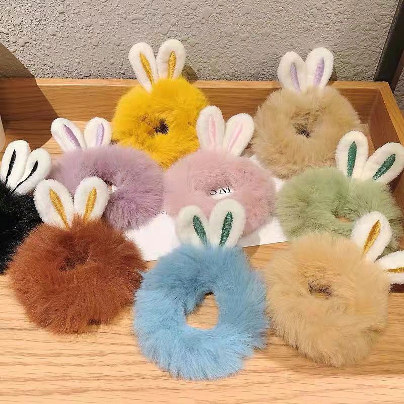 Scrunchies Lông Tai Thỏ Đủ Màu Siêu Cute - Dây Cột Tóc Lông Tai Thỏ Cute Đủ Màu Ulzzang