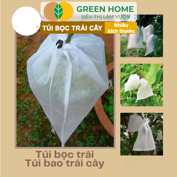 10 Túi Bọc Bưởi Da Xanh GreenHome, 30x35cm, Có Nút Cài, Độ Bền 3-5 Năm, Nhiều Kích thước
