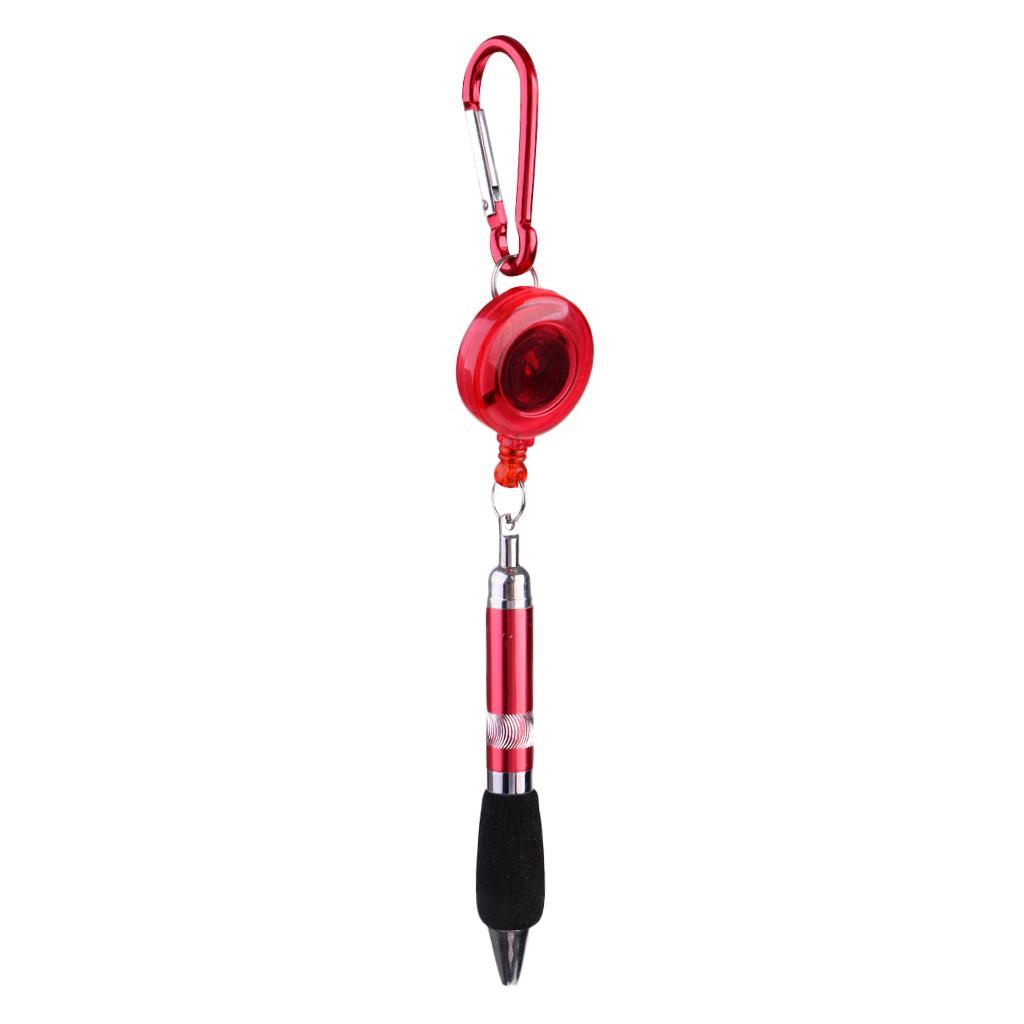 Portable Retractable Golf Scoring Pen Belt Clip with Carabiner Snap Hook