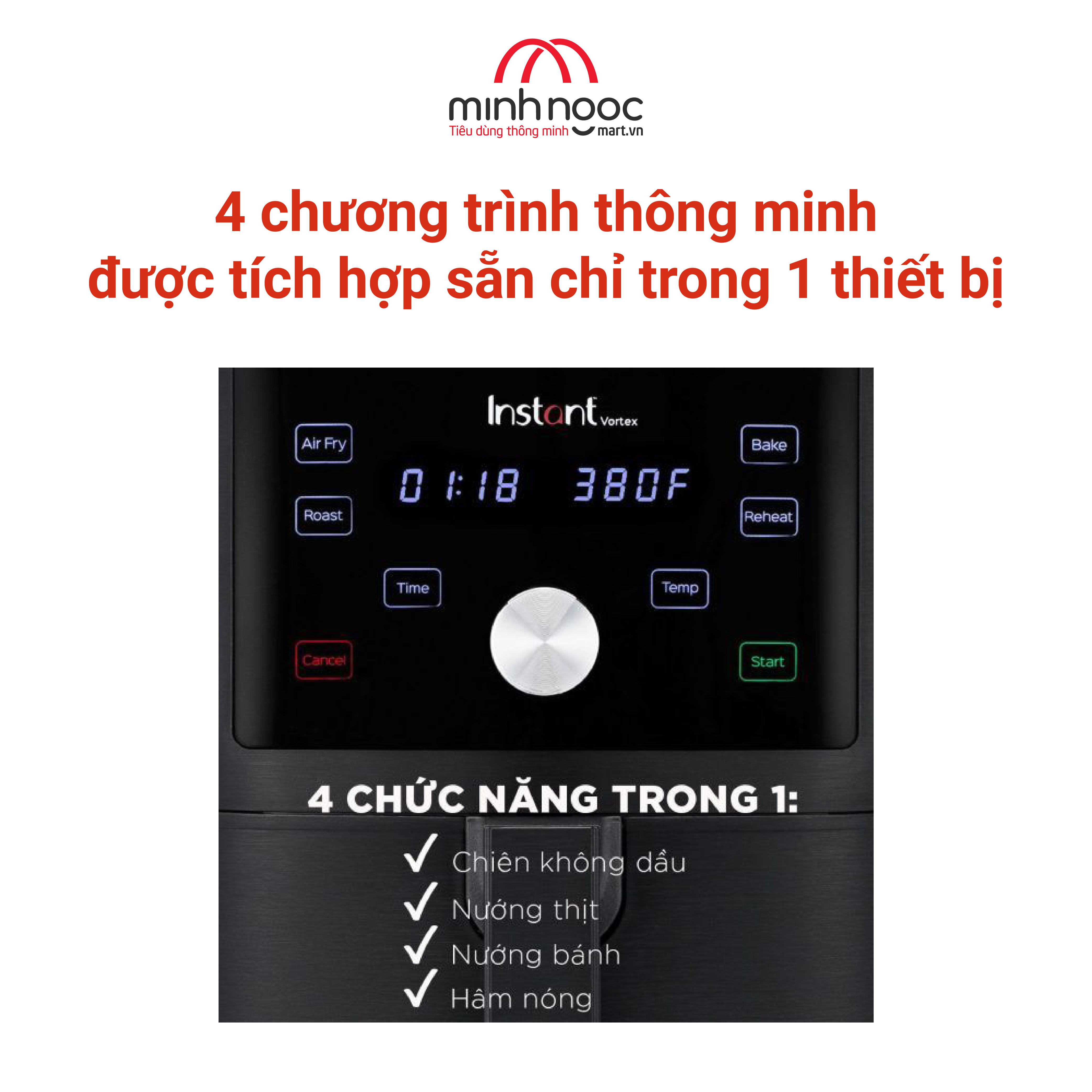 Nồi Áp Suất Điện Đa Năng Instant Pot Essential dung tích 5.7 lít. 9 chức năng trong 1 & Nồi chiên không dầu Instant Vortex dung tích 5.7 lít. 4 chức năng trong 1