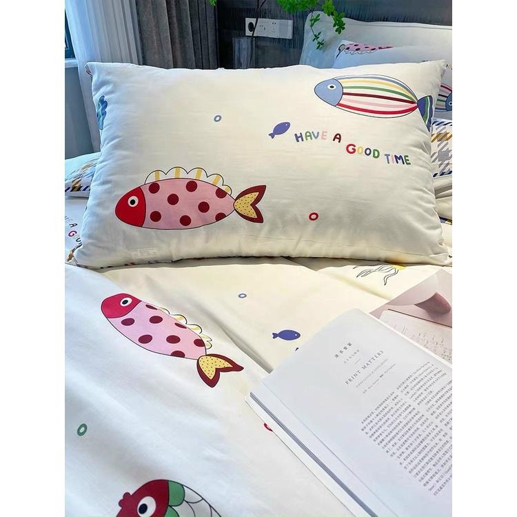 Bộ Chăn Ga Gối Cotton 100% - Cá Sắc Màu