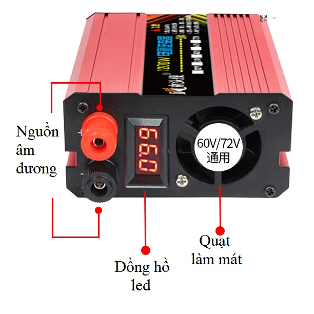 Bộ kích điện 12v lên 220v 1200w