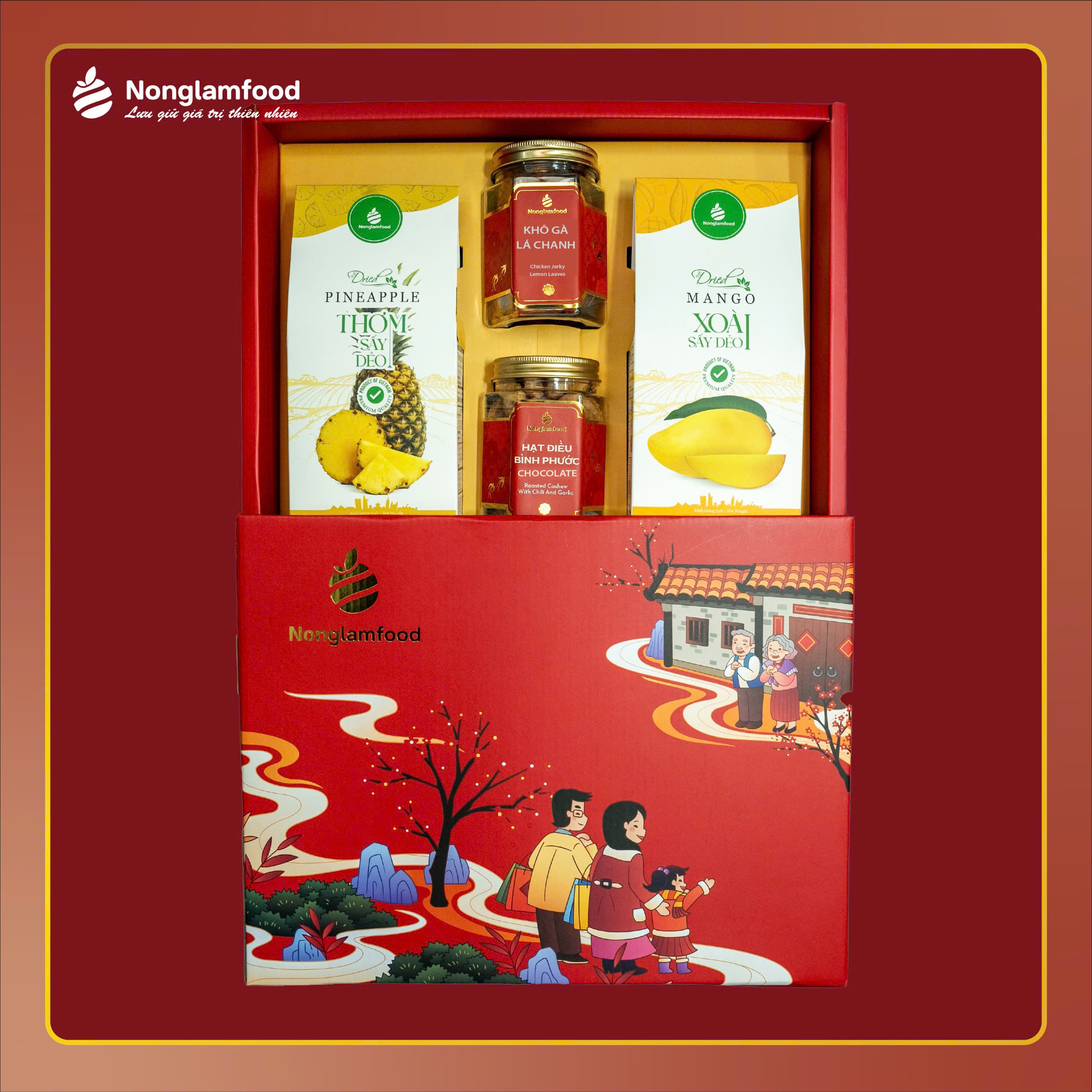 [BỘ QUÀ TẾT 2025] Set quà Tết Phát Đạt 2 Nonglamfood | Hạt mứt tết cao cấp Xuân Ất Tỵ cho người thân