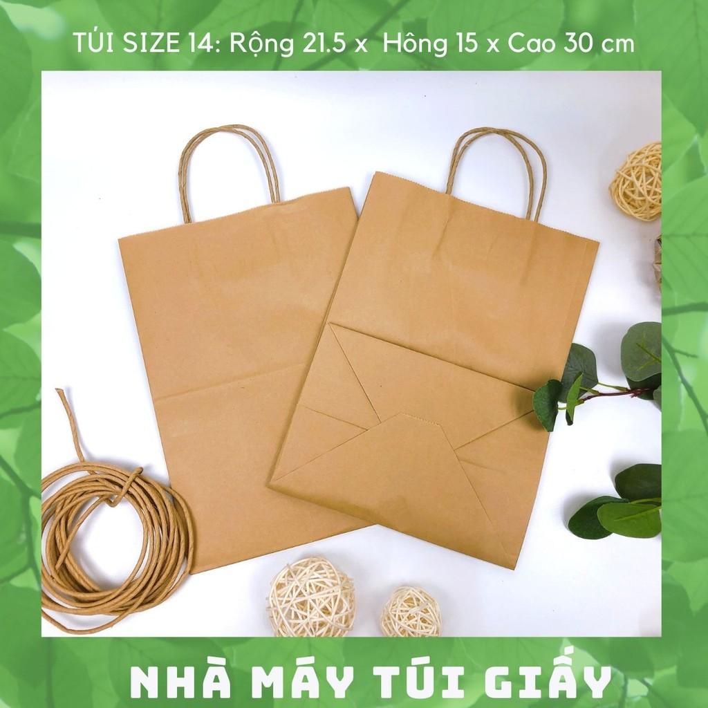 100 CHIẾC TÚI GIẤY KRAFT SIZE 14: 21.5x15x30 CÓ QUAI ( ẢNH THẬT SHOP TỰ CHỤP)