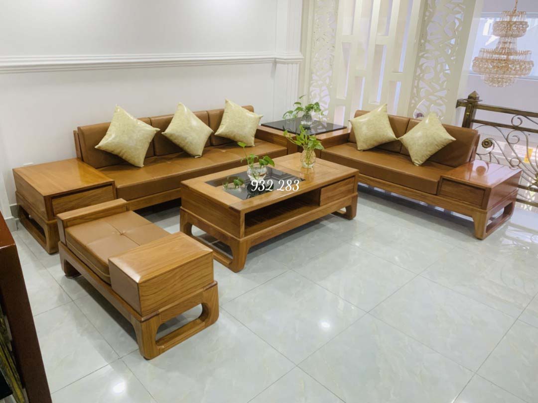 Bộ sofa 2 văng gỗ gõ đỏ