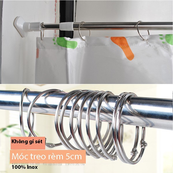 Bộ 12 móc rèm cao cấp bằng inox 304 không rỉ dùng treo rèm cho phòng khách, phòng ngủ, nhà tắm