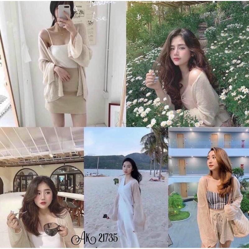 áo khoác cardigan len mỏng quảng chậu from rộng siêu xinh