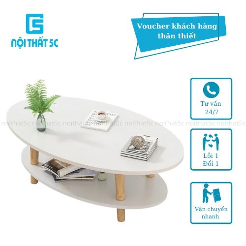 Bàn trà sofa, bàn cà phê đơn giản 2 mặt gỗ MDF phong cách Bắc Âu chân gỗ tự nhiên chắc chắn