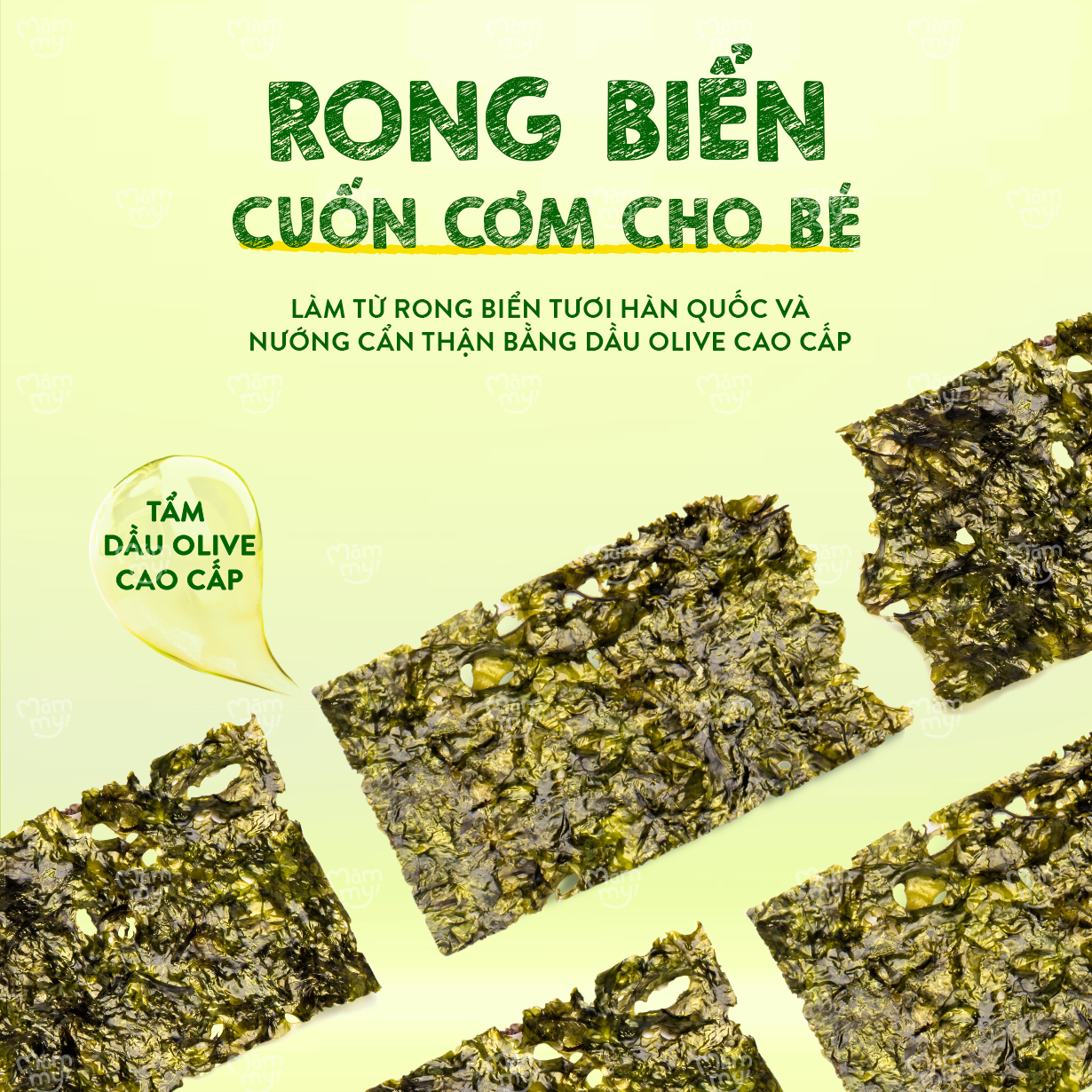 Rong biển cuốn cơm Hàn Quốc cho bé Mămmy giàu vitamin và khoáng chất, ít mặn, ít muối dành riêng cho hệ tiêu hóa của bé