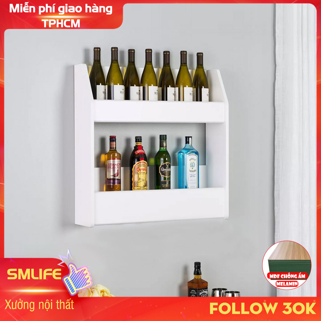 Kệ rượu gỗ hiện đại SMLIFE Azaku | Gỗ MDF dày 17mm chống ẩm | D70xR20xC75cm