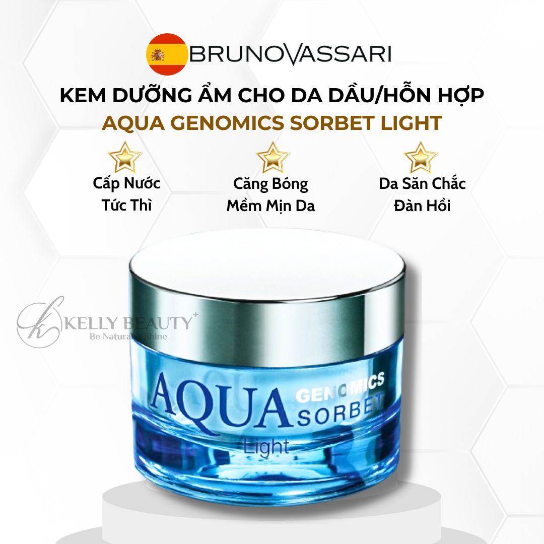 Kem Dưỡng Ẩm Cho Da Dầu Bruno Vassari Aqua Genomics Sorbet Light | Kelly Beauty