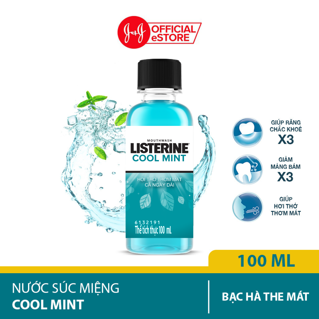 Bộ 6 Chai Nước Súc Miệng Giữ Hơi Thở Thơm Mát Listerine Cool Mint - Dung tích 100ml/chai