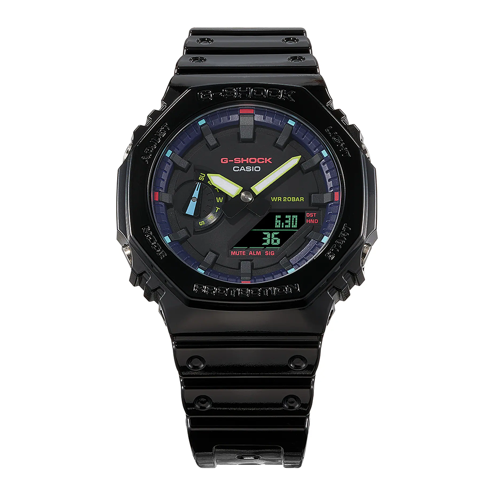 Đồng hồ nam dây nhựa Casio G-Shock chính hãng GA-2100RGB-1ADR (45mm)