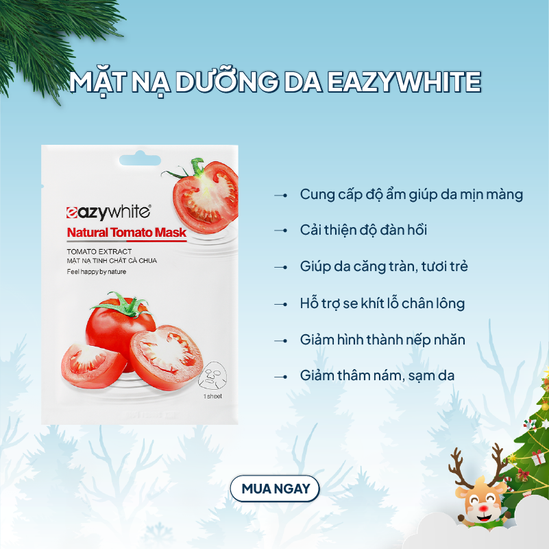 (1 miếng x 30g) Mặt nạ EazyWhite giúp dưỡng trắng, cấp ẩm, giảm nếp nhăn và se khít lỗ chân lông