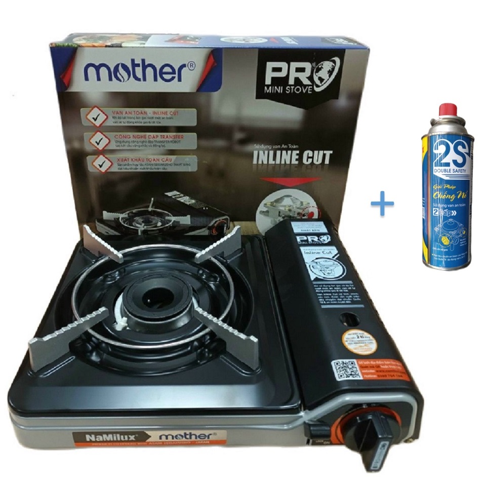 Bếp Gas Mini Namilux Pro Mother Na - PL 2111 PF + Lon gas - Hàng Chính Hãng