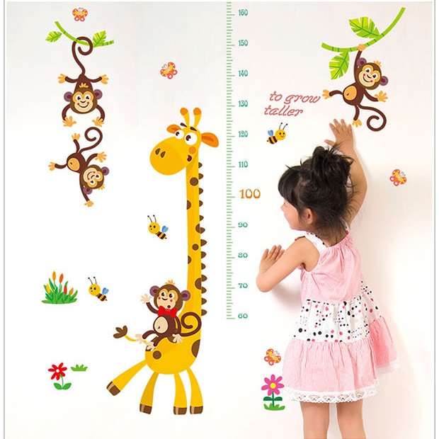 Decal dán tường thước đo chiều cao Hươu cao cổ 5 AmyShop (145 x 84 cm)