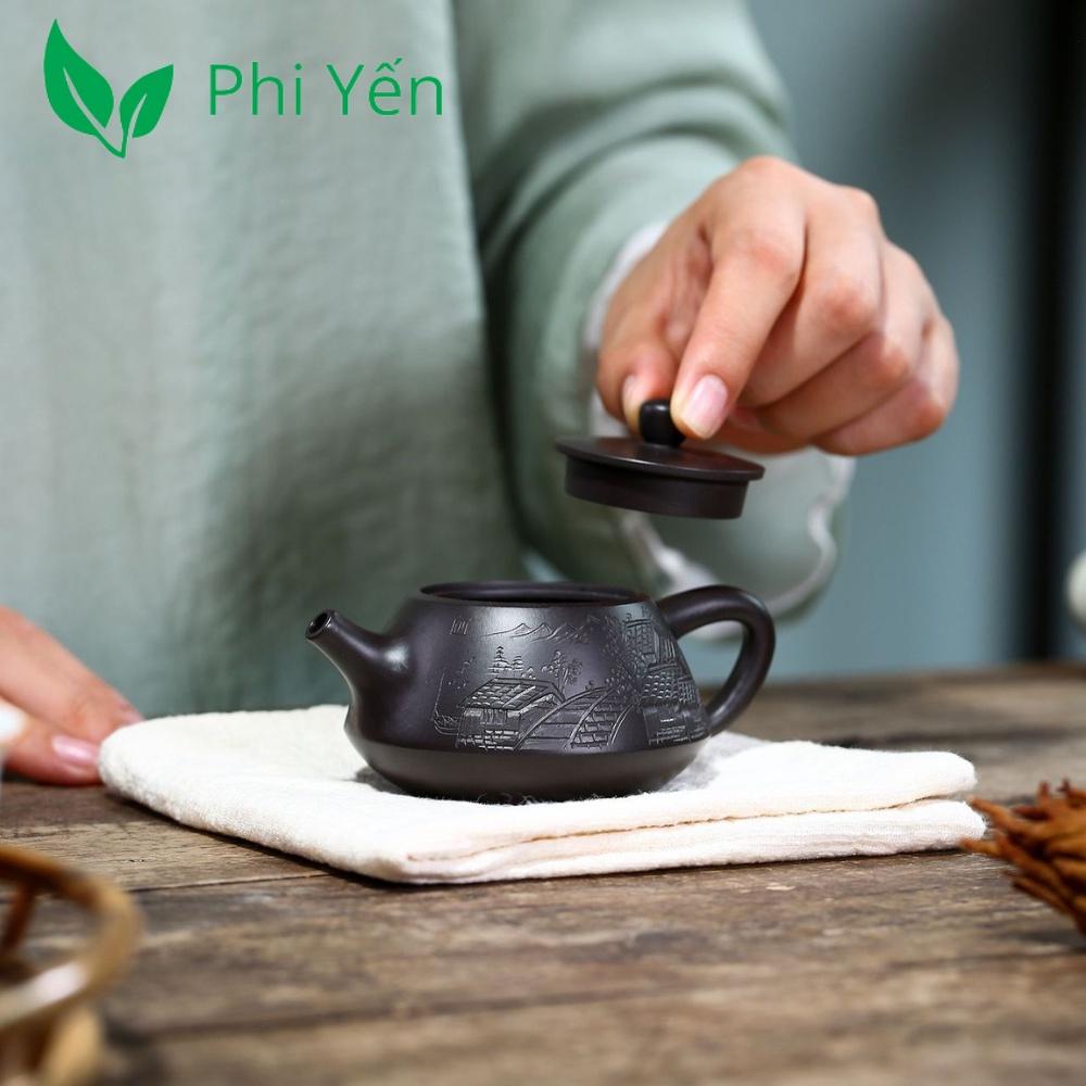 Ấm trà Tử sa Nê Hưng Khâm châu Thạch biều 100ml hàng siêu VIP HSNHTB135105
