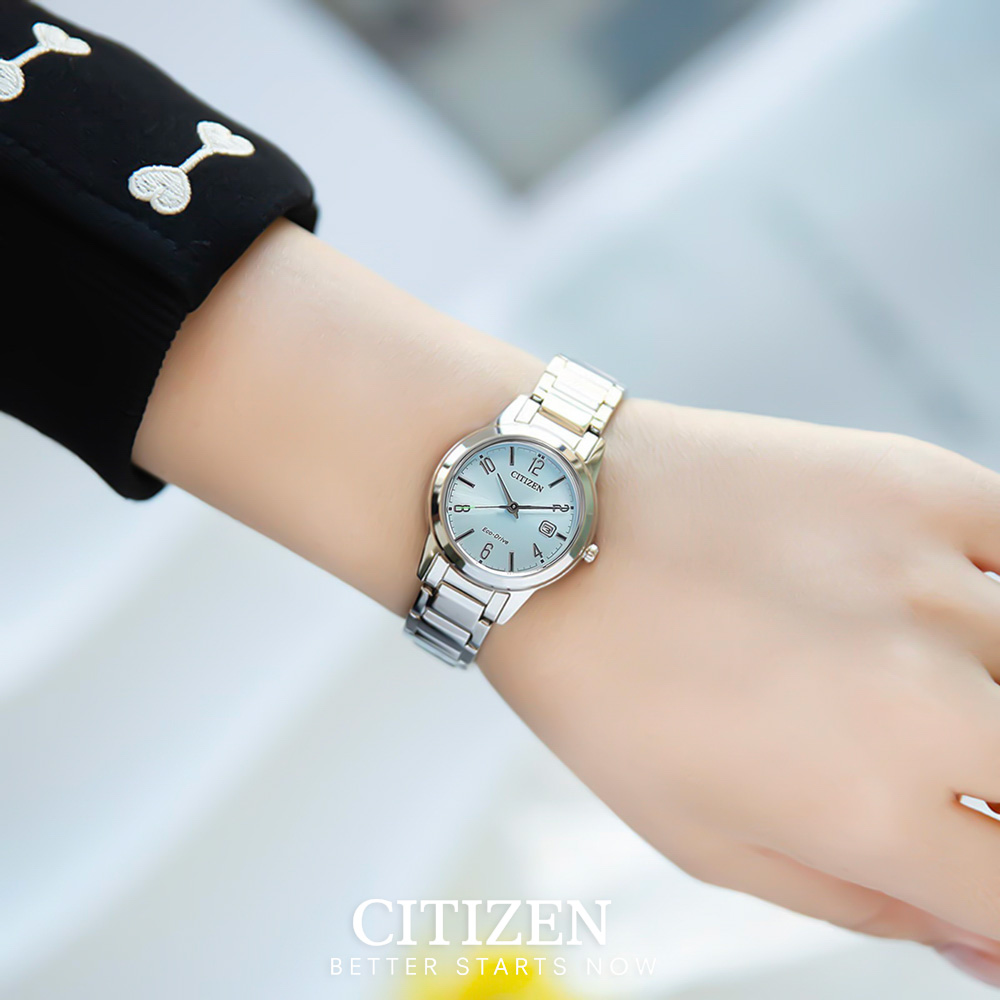 Đồng Hồ Nữ Citizen Eco-Drive Dây Thép Không Gỉ FE1241-71L - Mặt Xanh (29.4mm)