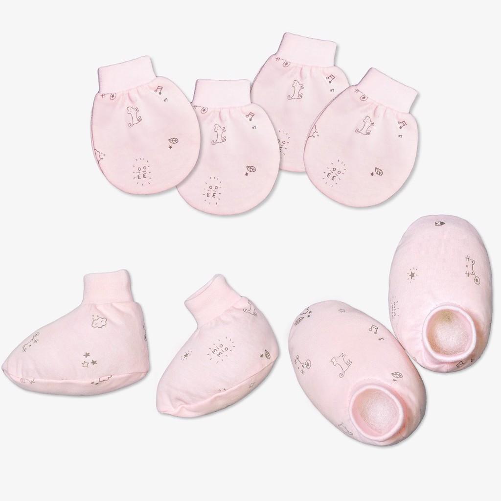 Bao tay bao chân sơ sinh Miomio dày bo chun 100% cotton