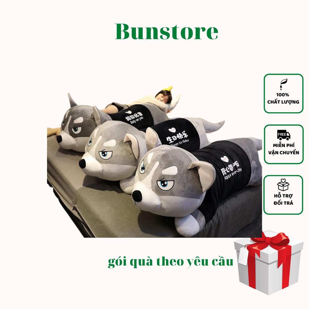 Gấu bông chó mặt ngáo Bunstore thú nhồi bông gối ôm chó husky mềm mịn siêu to khổng lồ nhiều size