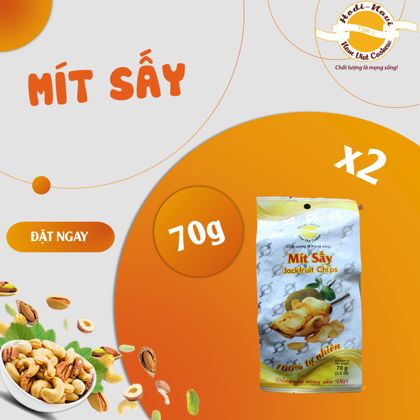 Mít sấy Hodi-Navi gói 70g, mít nguyên miếng, giòn thơm, 100% mít nguyên chất