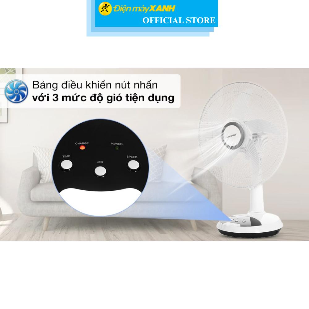 Quạt sạc điện Sunhouse 5 cánh SHD7223 24W - Hàng Chính Hãng