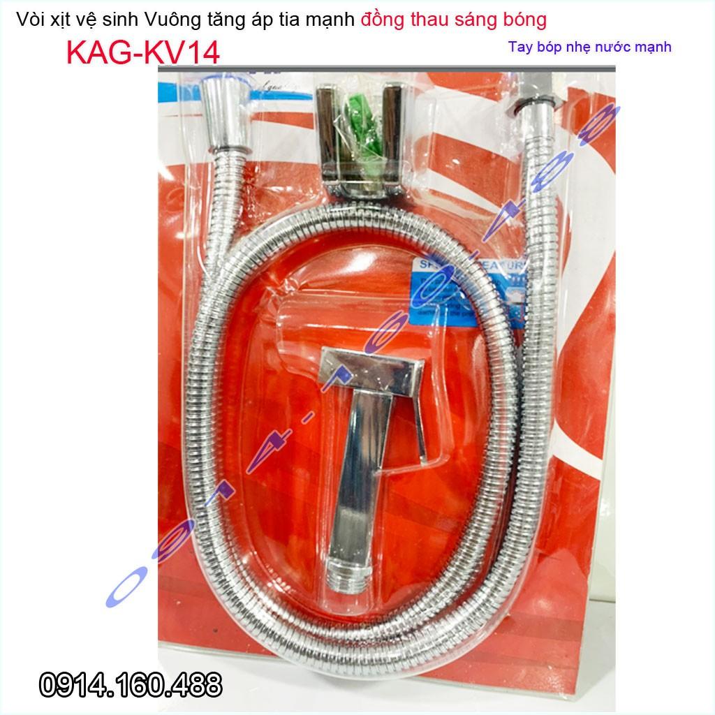 Vòi xịt vệ sinh KAG-KV14 thân vuông bằng đồng, vòi rửa bồn cầu thiết kế tinh tế- tia nước mạnh chịu áp lực mạnh chung cư