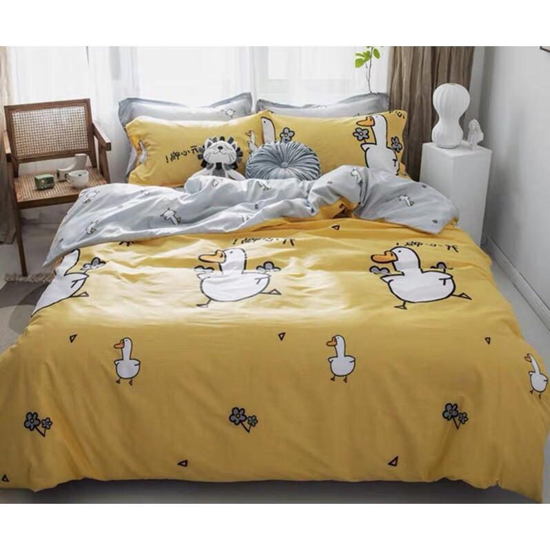 Bộ chăn ga Cotton Poly M2T bedding chăn ga Hàn Quốc họa tiết Vịt bầu đủ size miễn phí bo chun