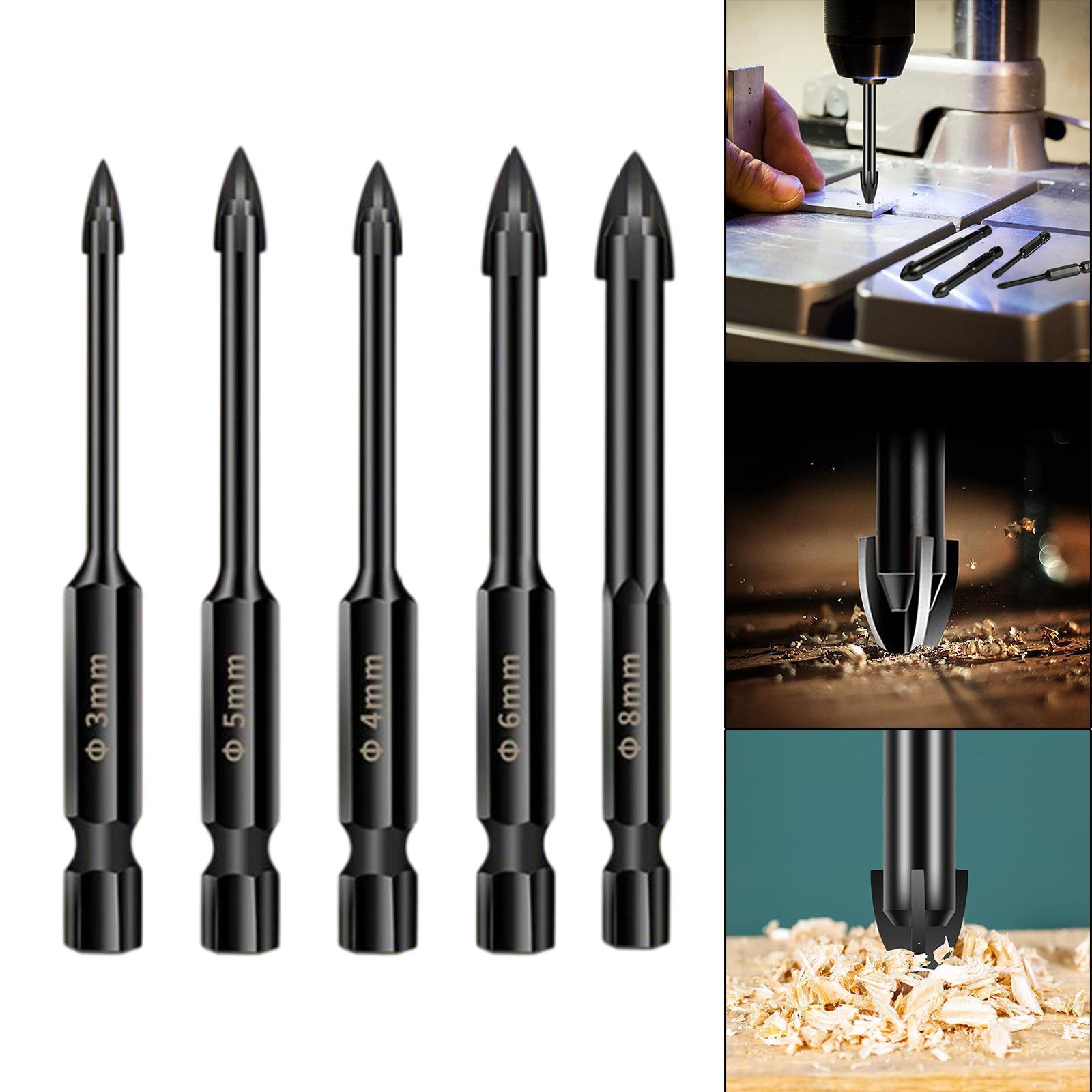 Cross Tile Drill Bit, Spear Head Woodworking Tool Masonry Drill Bits for Ceremaic