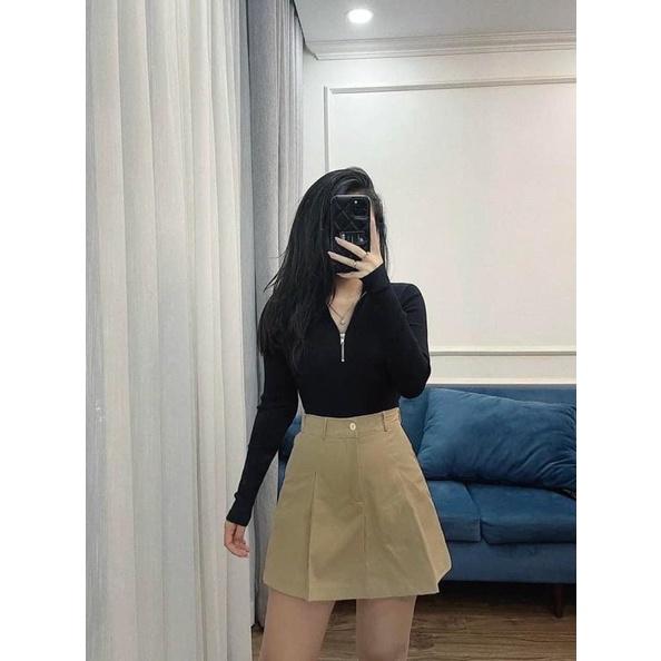 Quần Giả Váy Nữ Lưng Thun Chất Vải KaKi Có Lót Quần Bên Trong