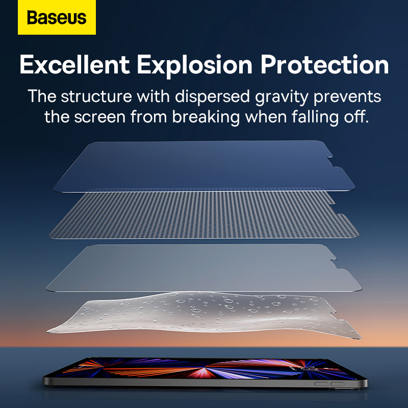 Kính cường lực Baseus 0.3mm All-Tempered-Glass Screen Protector for Pad 10 (2022) 10.9-inch, Clear (With cleaning kit and installation tool) (Hàng chính hãng)