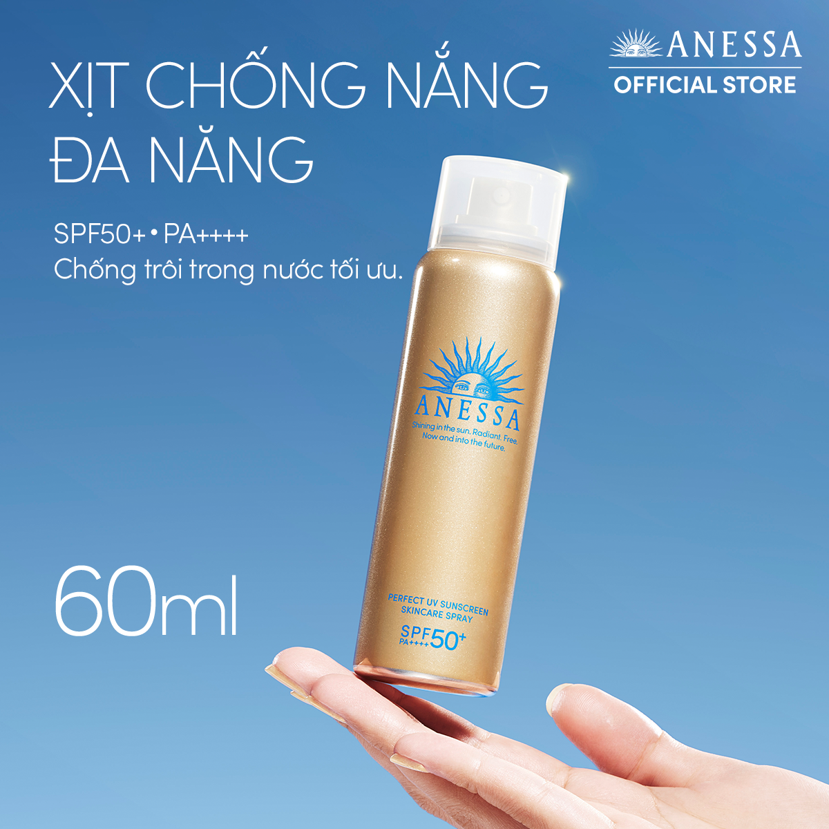 Kem chống nắng dạng xịt dưỡng da bảo vệ hoàn hảo Anessa Perfect UV Sunscreen Skincare Spray SPF 50+ PA++++ 60g