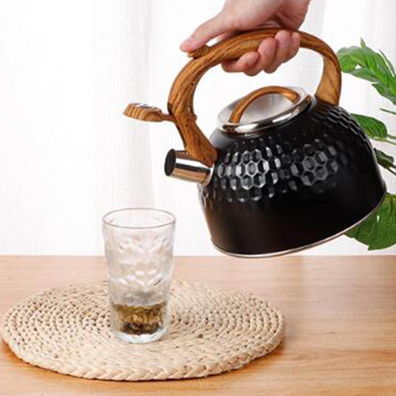 2500ml Black Stainless Steel Tea Pot Whistling Kettle for Electric Cooktop