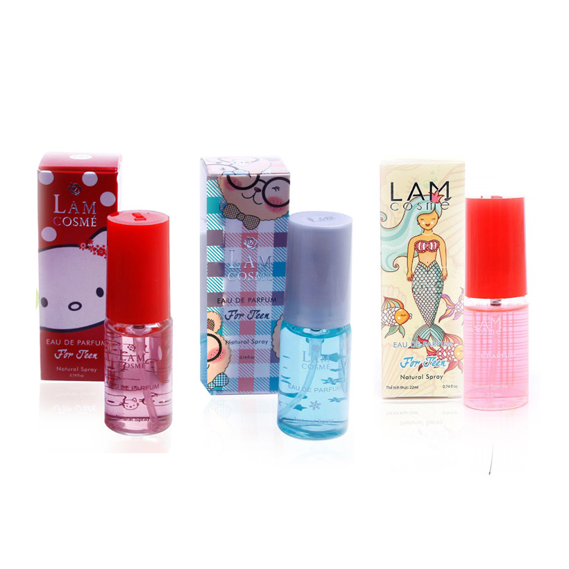 Bộ 3 chai nước hoa nữ Lamcosmé For Teen 1B, Hương trẻ trung nhẹ nhàng nữ tính (22ml / Chai)