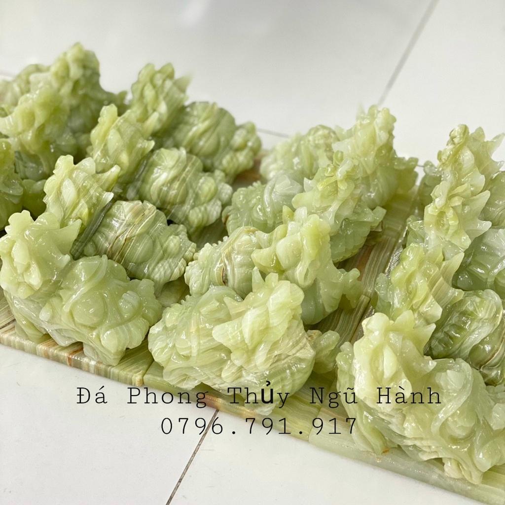 Cặp Tỳ Hưu Đá ngọc Pakistan Xanh Dài 10cm - Hàng Đẹp