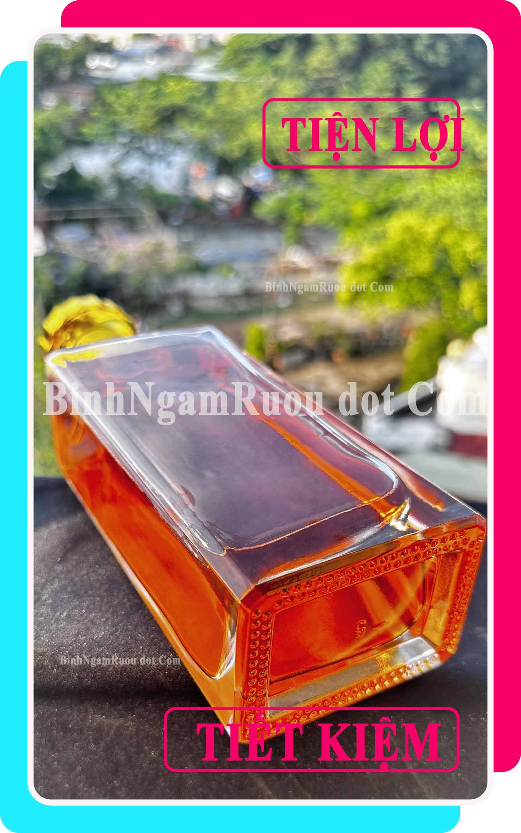 C45 Chai Đựng Rượu Thủy Tinh Trí Da Nắp Nhựa Vàng Cao Cấp 500ml - Đẹp Cao Cấp - Nắp Kín Thủy Tinh Trong - Tặng Biếu Sang Trọng