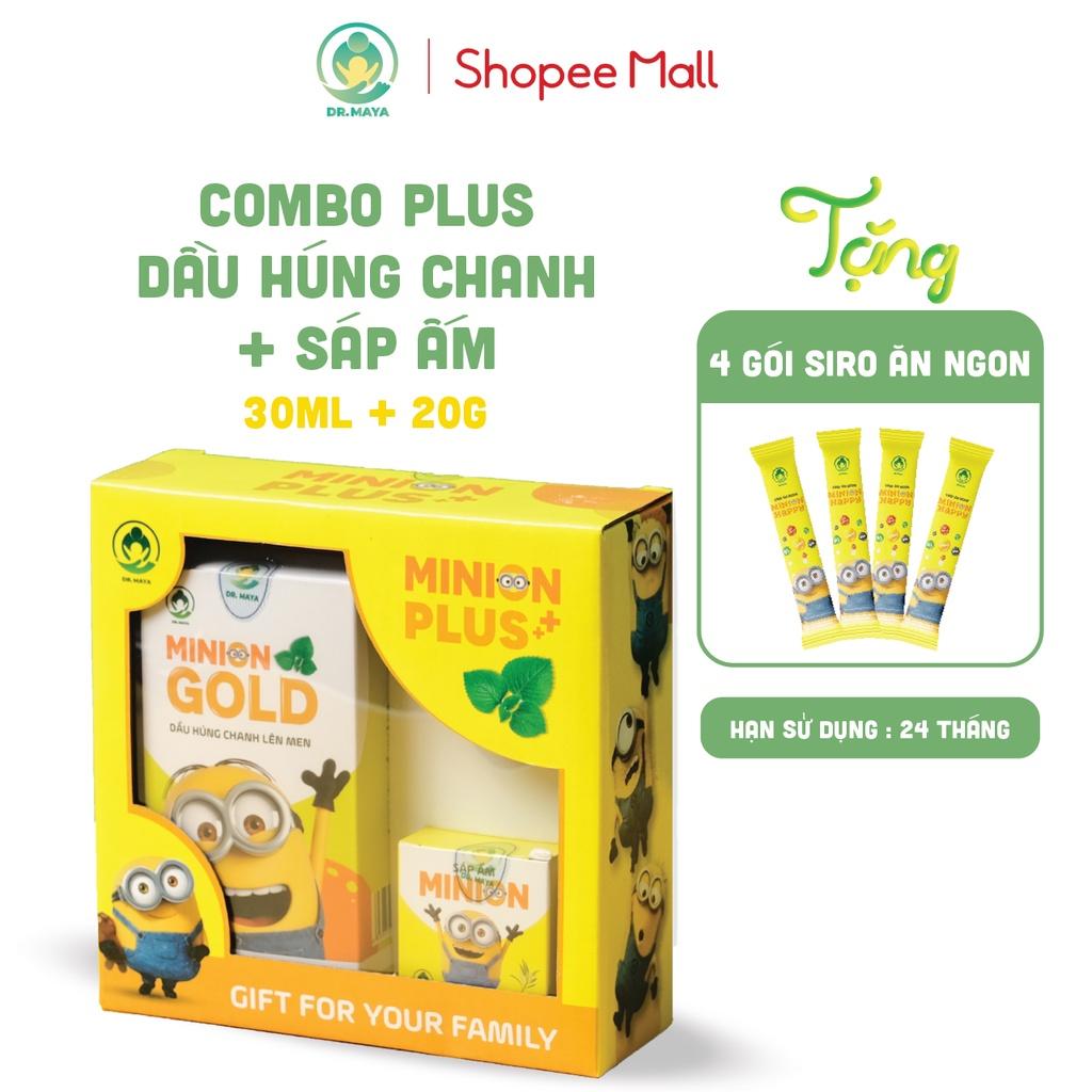 Combo dầu húng chanh Minion Plus Dr.maya 30ml bản mới + Sáp ấm Minion Dr.maya 20gram