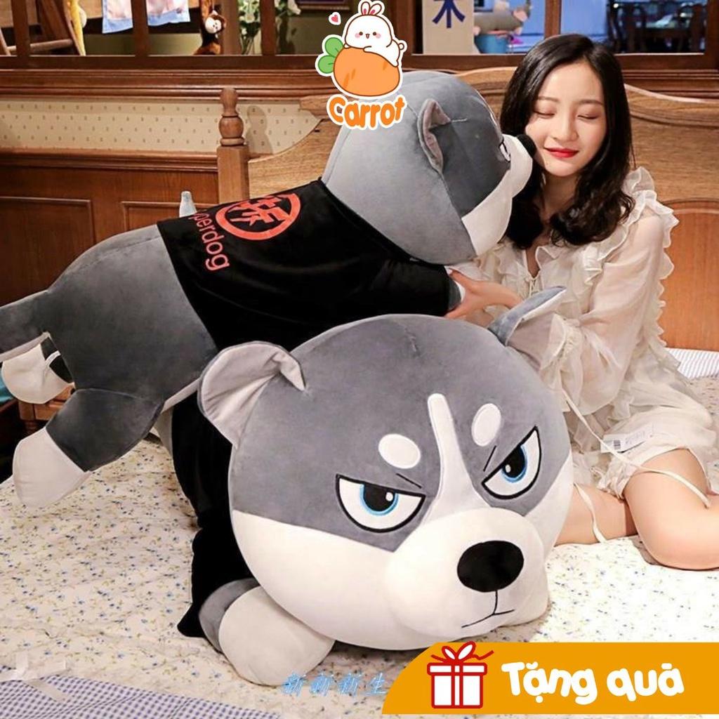 Gấu Bông Chó Husky Mặt Ngáo - Gối Ôm Chó Ngáo Siêu Top Khổng Lồ Size 1m5/1m2/1m/80cm