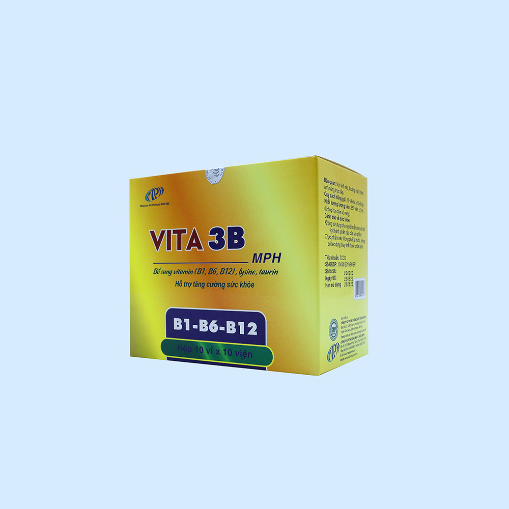 Combo 2 Hộp Vitamin 3B Vita3B - Giúp Bổ Sung Vitamin B1, B6, B12, Lysine, Taurin, Hỗ Trợ Tăng Cường Sức Khỏe, Giảm Mệt Mỏi. Hộp 100 Viên
