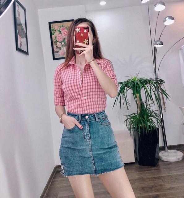 Áo sơ mi kẻ cổ đức dài tay thiết kế