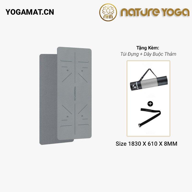 Thảm tập yoga 8mm định tuyến Hoa Sen Kèm túi Đựng