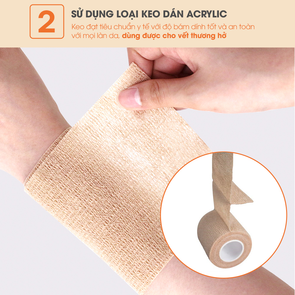 Băng thể thao đàn hồi GoodFit Gotape GT02 thành phần không chứa cao su, không gây dị ứng, dùng được cho vết thương hở, y tế