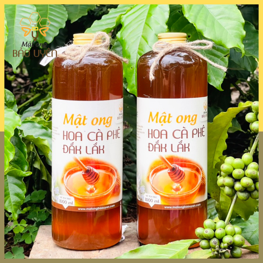 Combo 2 Mật Ong Hoa Cà Phê Đắk Lắk Nguyên Chất Chống Oxy Hóa Tăng Cường Sức Đề Kháng Dung Tích Chai 1 Lít