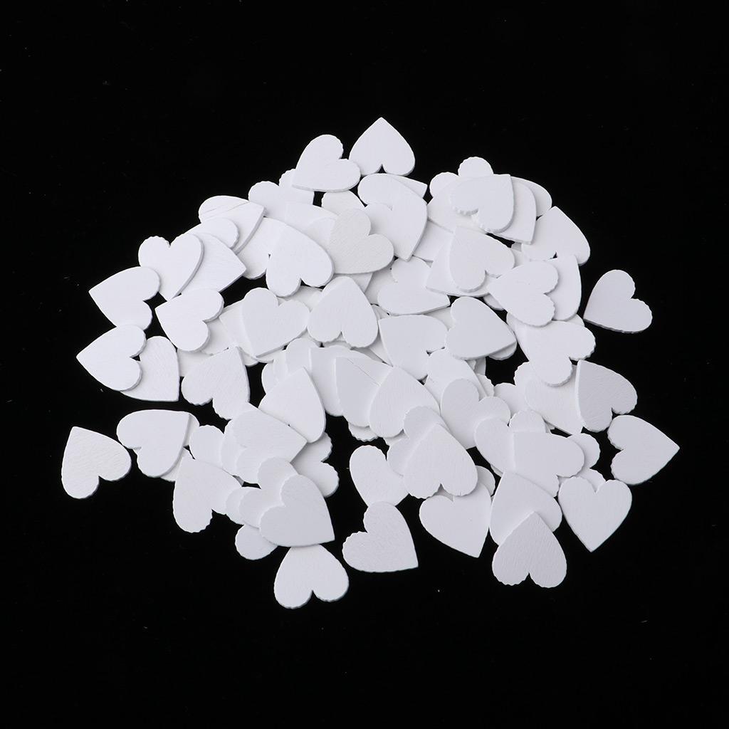 200pcs White Wooden Love Heart Shapes Pieces Jewelry Making Accessory Crafts